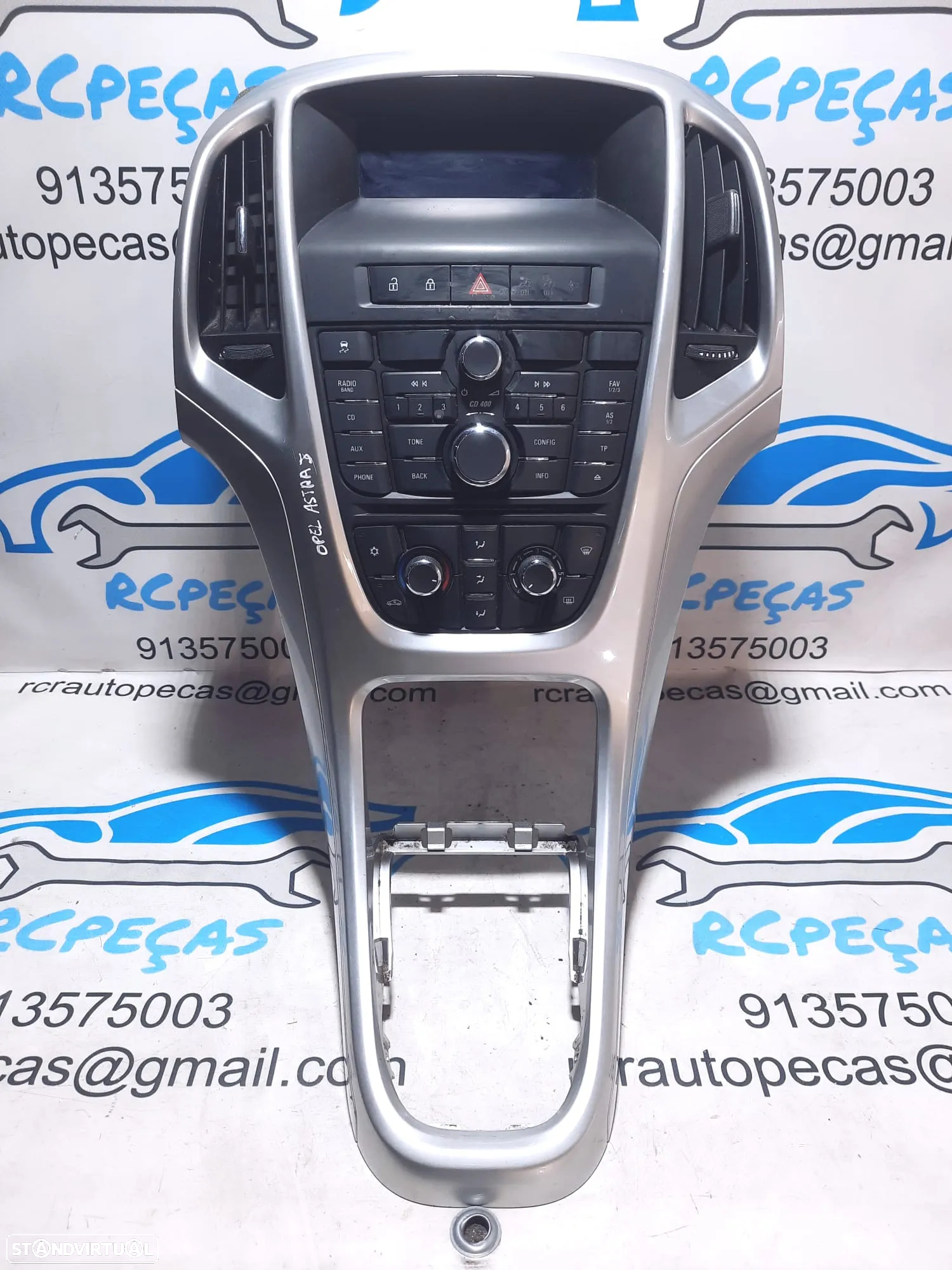 CONSOLA CENTRAL DISPLAY CLIMATRONIC OPEL ASTRA J P10 SRI 13257562 13346092 13334053 ECRA COMANDOS PAINEL CONTROLO RELOGIO RADIO - 3
