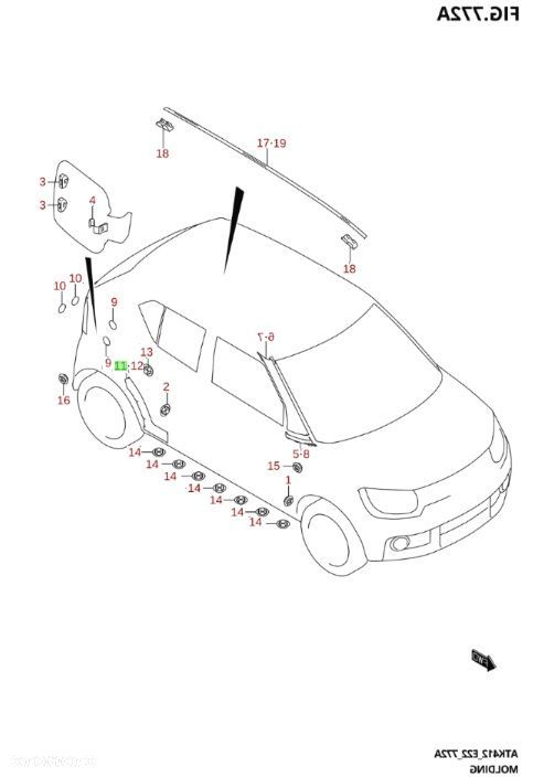 SUZUKI IGNIS 2017- NAKLEJKA BŁOTNIKA PROGU PRAWY TYŁ - 2