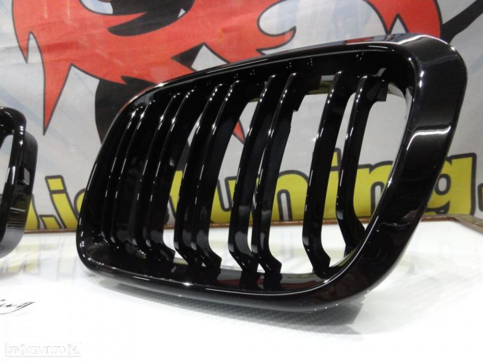 Grelha frontal em preto piano brilhante para BMW E46 98-01 M4 look / dupla lamina em plástico ABS - 8