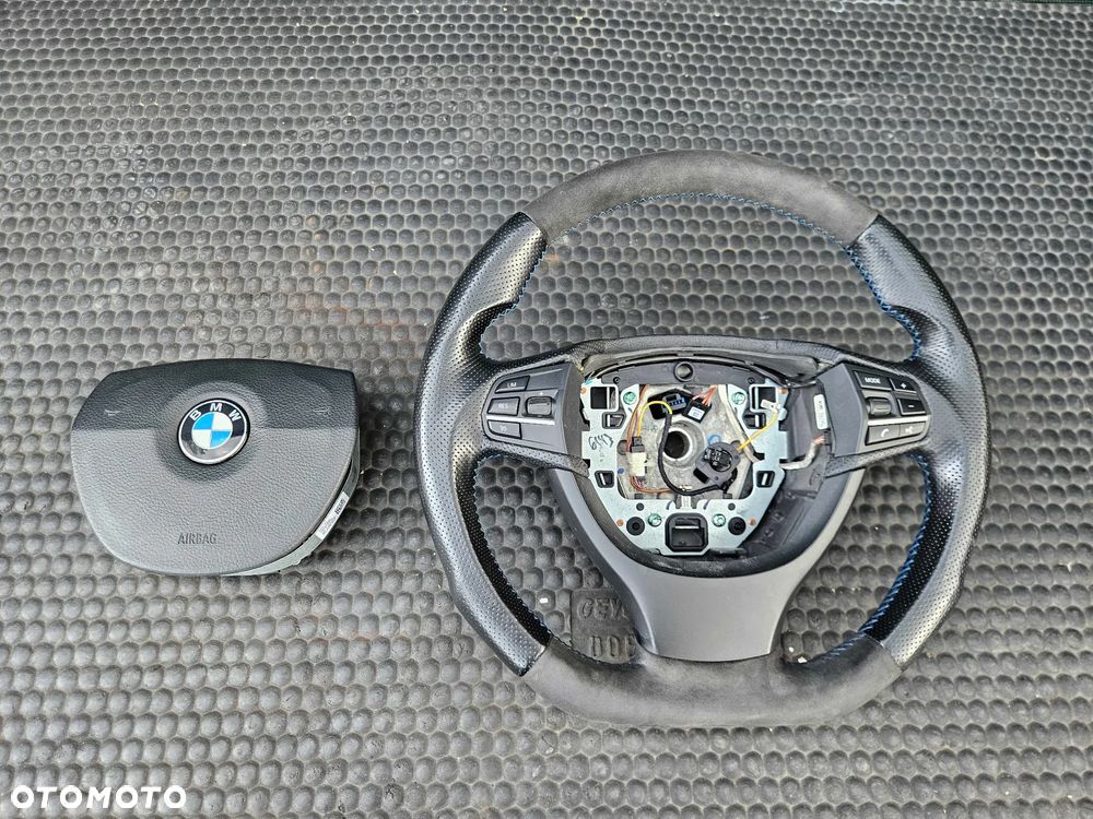 Kierownica Ścięta Trzy 3 Ramienna Pikowana Skóra Ancantara Multifunkcja Sterowanie AirBag Poduszka BMW 5 F10 F11 - 17