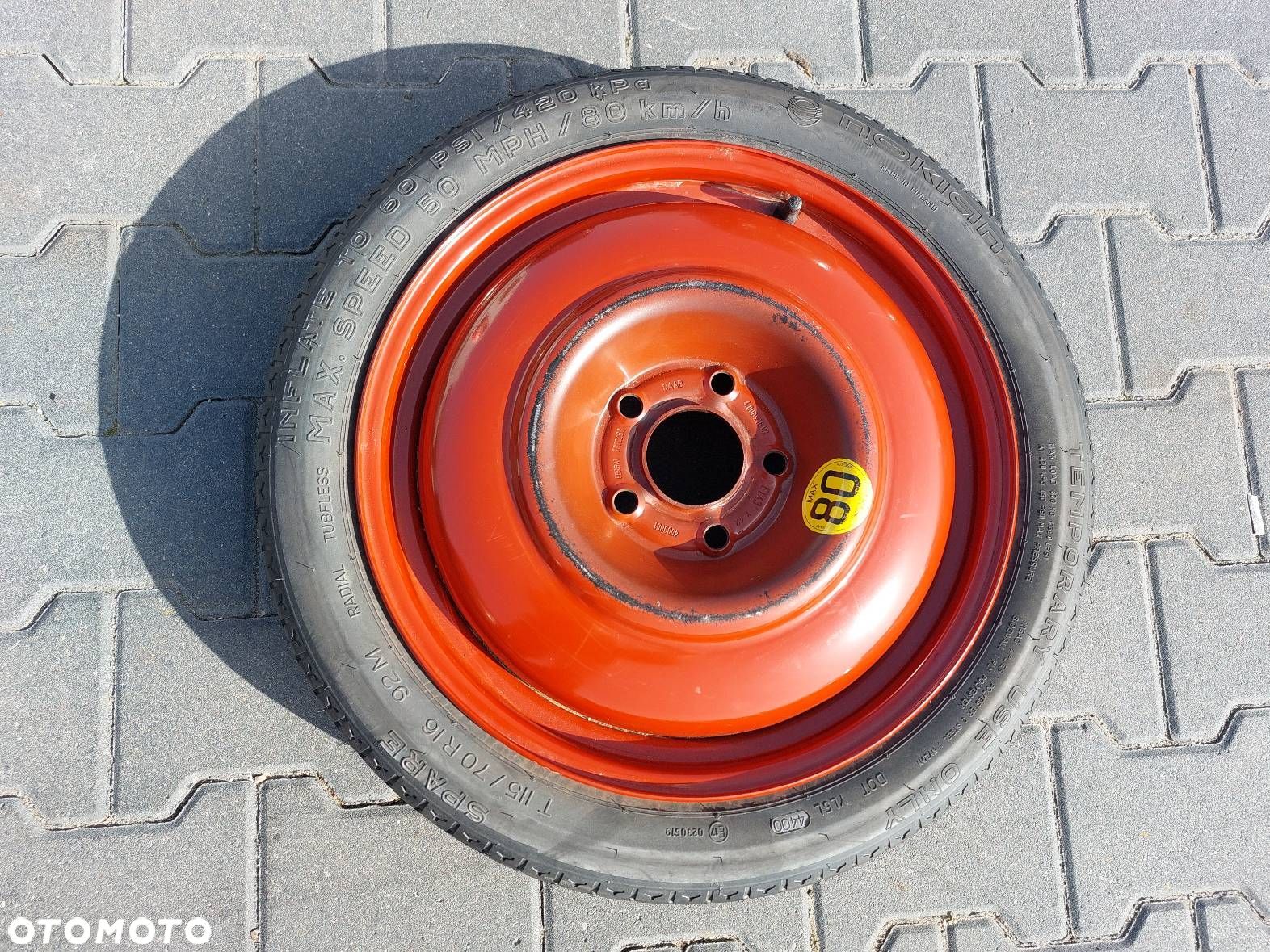 KOŁO DOJAZDOWE 115/70R16 4X16 ET 43 5X110 65.1 FI NOKIAN SPARE 2000r - 1
