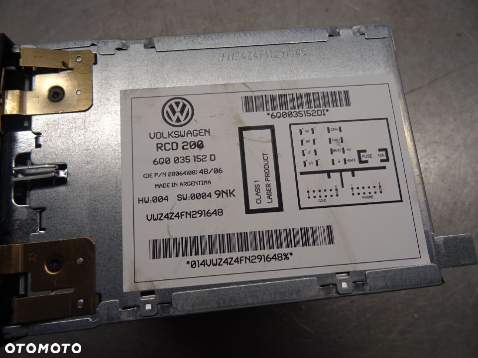 VW POLO IV 9N LIFT HB 3D 05-09 1.2B 64KM RADIO RADIOODTWARZACZ CD 6Q0035152D - 4