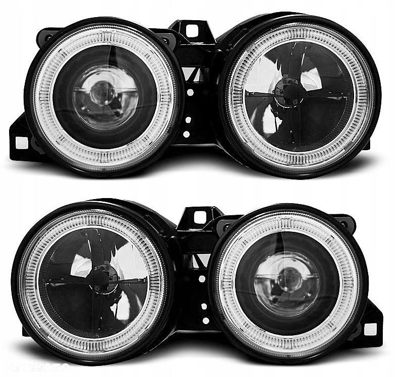 Reflektory Lampy kpl Ringi Angel Eyes Tuning Black Czarne Bmw 3 e30 82-94 - 1