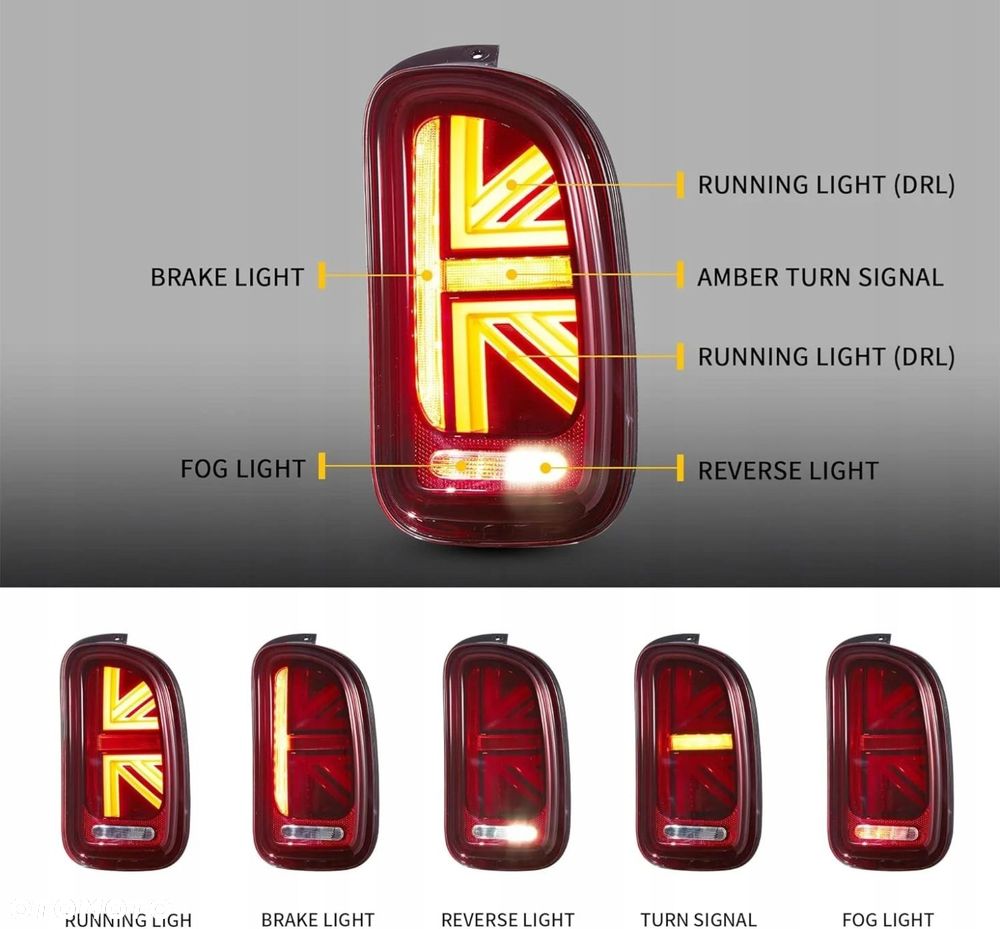 Lampy tylne kpl Vland Full Led Neon Tuning Red Mini Clubman r55 2007-2014 - 7