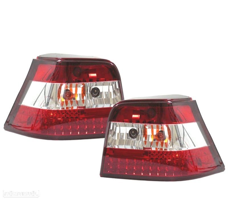 FAROLINS VOLKSWAGEN VW GOLF 4 97-03 LED + HALÓGENO VERMELHO CROMADO - 2