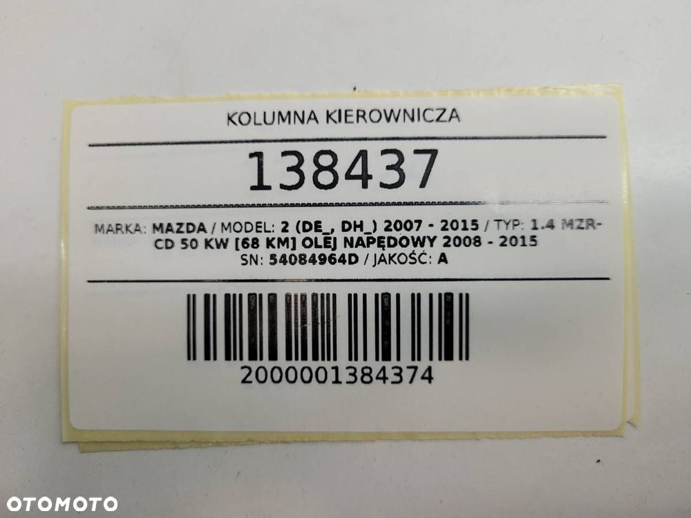 KOLUMNA KIEROWNICZA WSPOMAGANIE 54084964D MAZDA 2 DE 2008 EUROPA - 11