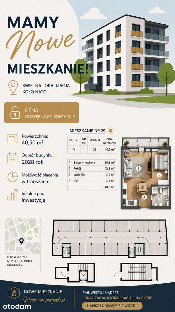 Nowoczesne M2 –Błonie Nowe Centrum bez PCC bezpośrednio! Gotowe 2027r.