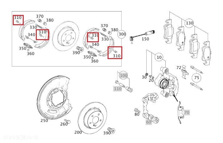 MERCEDES SL CLS W204 W221 E-KLASA Sprezyna szczek hamulcowych OE - 2