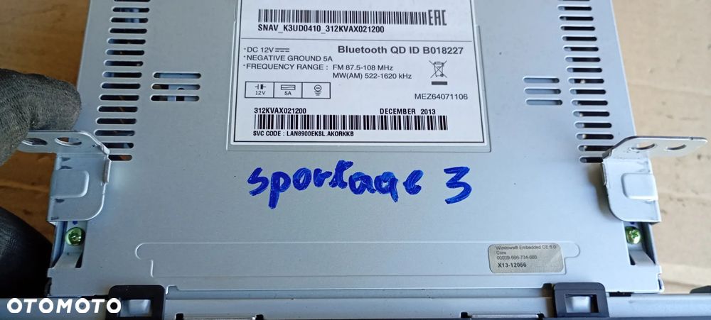 Radio radioodtwarzacz CD NAVI nawigacja Kia Sportage III 96560-3U500WK - 10