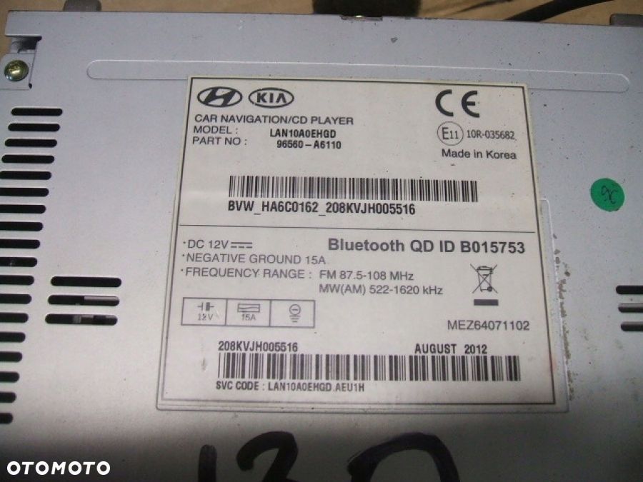 HYUNDAI i30 II RADIO NAWIGACJA NAVI MP3 CD BLUETOOTH 96560-A6110 - 3