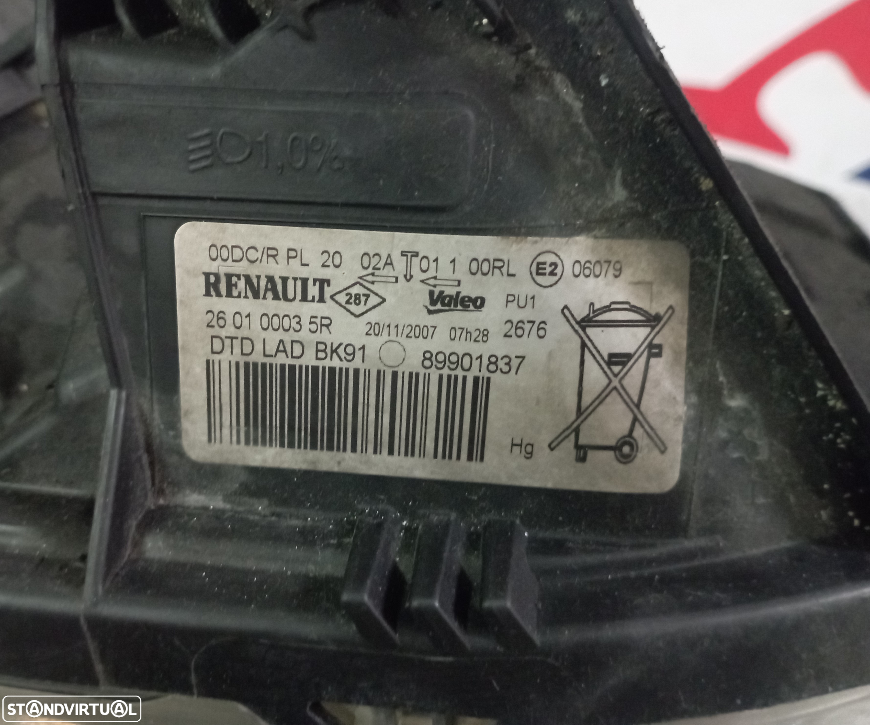 Optica Direita Renault Laguna III 2008 Ref. 260100035R / 89901837 / 89034934 - 3