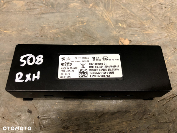 PEUGEOT 508 I MODUŁ STEROWNIK BLUETOOTH 9801862580