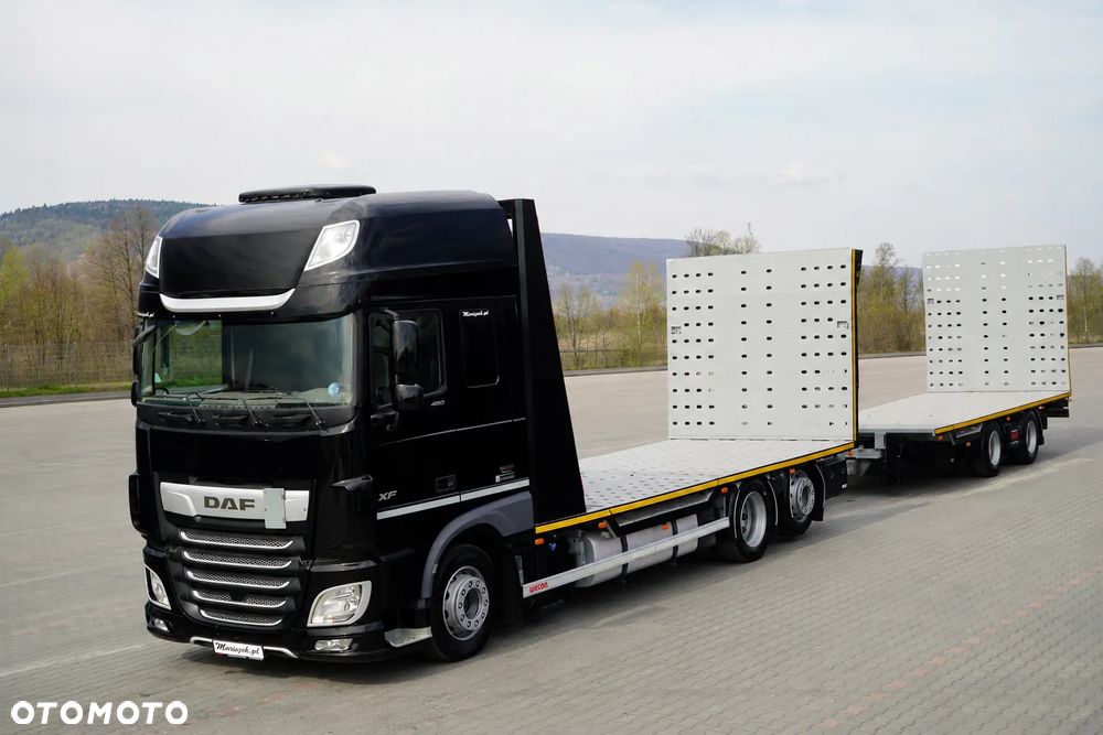 DAF XF 480 / ZESTAW TANDEM LAWETA / 15 ,6 M / SSC / PRZEJAZDOWY / NAJAZDY HYDRAULICZNE / STEROWANIE RADIOWE / WYCIAGARKA / OŚ PODNOSZONA / KLIMA POSTOJOWA - 2