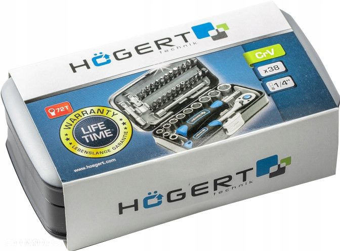 HOGERT ZESTAW NASADKI BITY KLUCZE NASADOWE KOMPLET KLUCZY NASADOWYCH 38szt. - 9