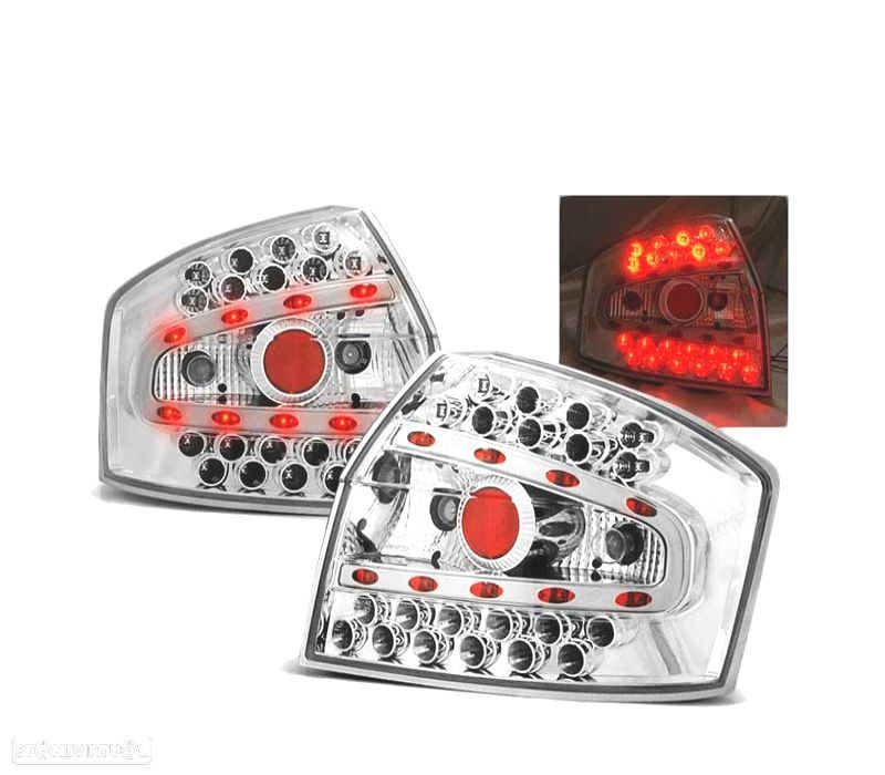 FAROLINS TRASEIROS LED AUDI A4 8E SEDAN 00-04 CROMADO - 1