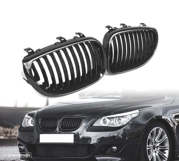 GRELHAS FRONTAIS PARA BMW SERIE 5 E60 E61 03-10 LOOK PERFORMANCE PRETO BRILHANTE