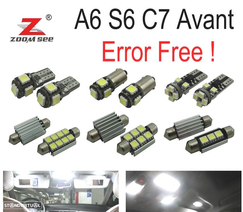KIT COMPLETO DE 19 LÂMPADAS LED INTERIOR PARA AUDI A6 S6 RS6 C7 AVANT WAGON 2012 + - 1
