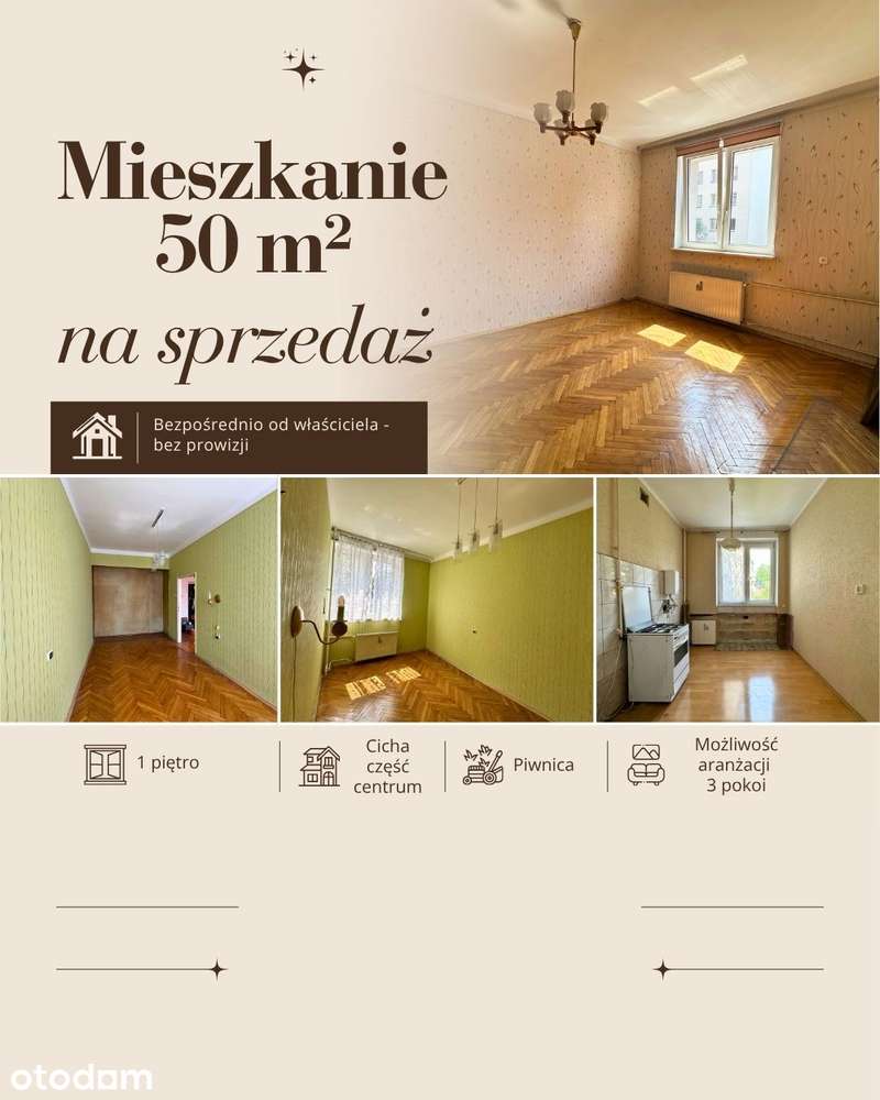 Cisza, centrum Gliwic, ogrzewanie miejskie, potencjał na 3 pokoje. Bez