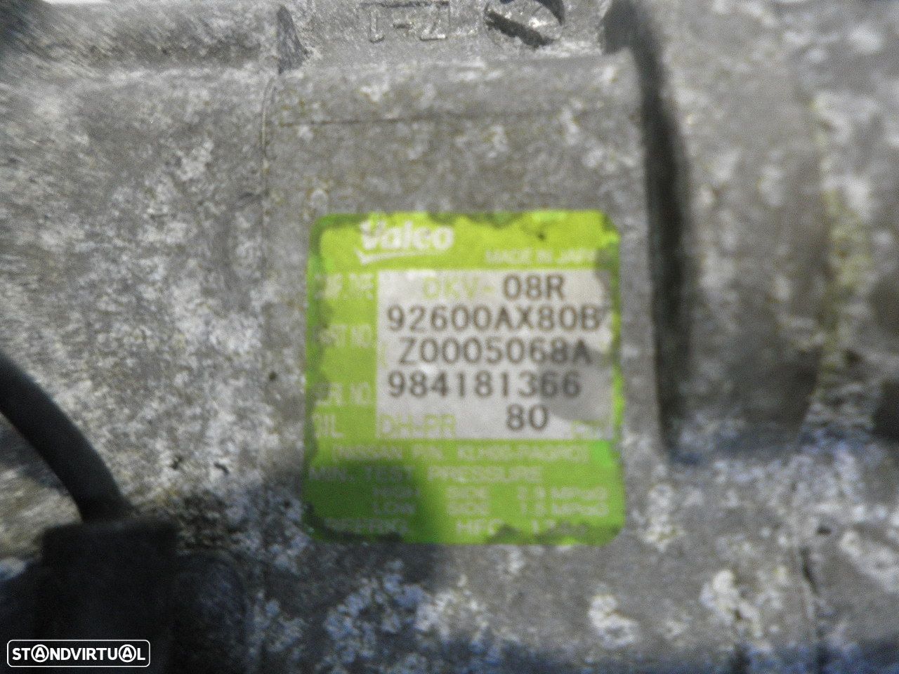 Compressor AC 98418136680  92600AX80B NISSAN MICRA K12 2009 1.2I 80CV 5P CASTANHO ESCURO GASOLINA VALEO - 1
