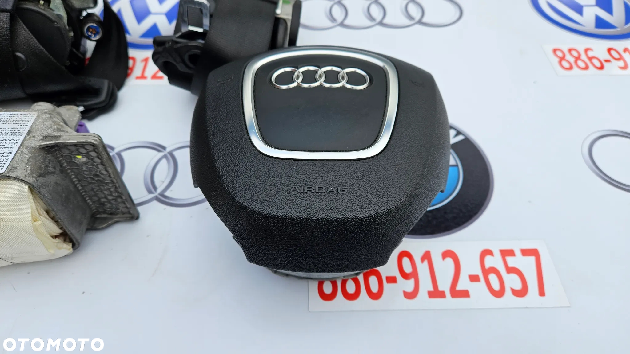 Audi A4 B7 Poduszka kierownicy 4 ramiona Czarna Airbag pasażera Pasy prawy i lewy - 3