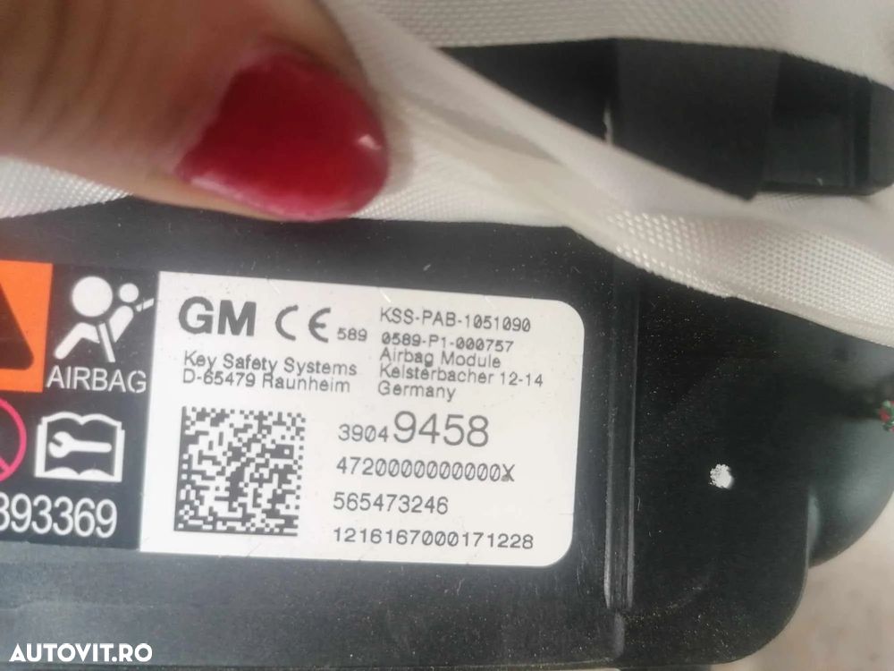 Airbag pasager opel astra k 2015-2019 39049458, 565473246 - 3