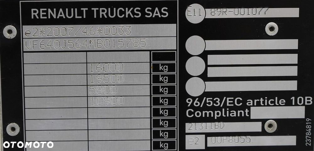 Renault / D 16 / 240 / ACC / E 6 / PLATFORMA / ŁAD. 10 060 KG - 11