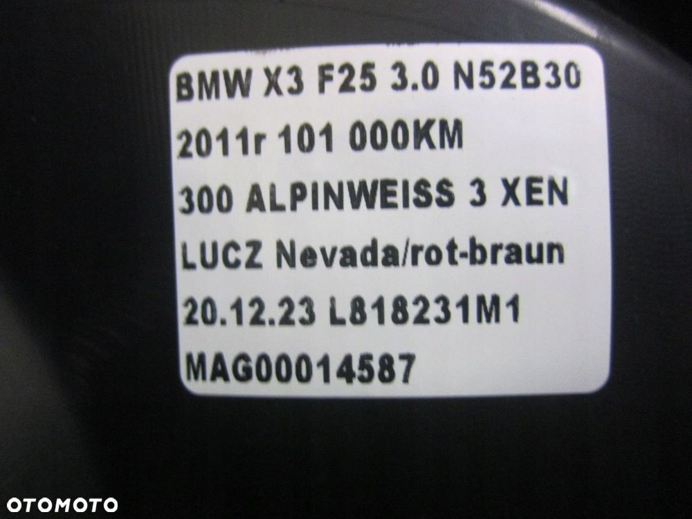 BMW X3 F25 BOCZEK TAPICERKA DRZWI PRAWYCH TYLNYCH TYŁ ROTBRAUN 7279938 - 13