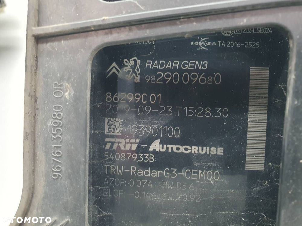 RADAR CZUJNIK 9829009680 PEUGEOT 5008 II 2019 EUROPA - 2