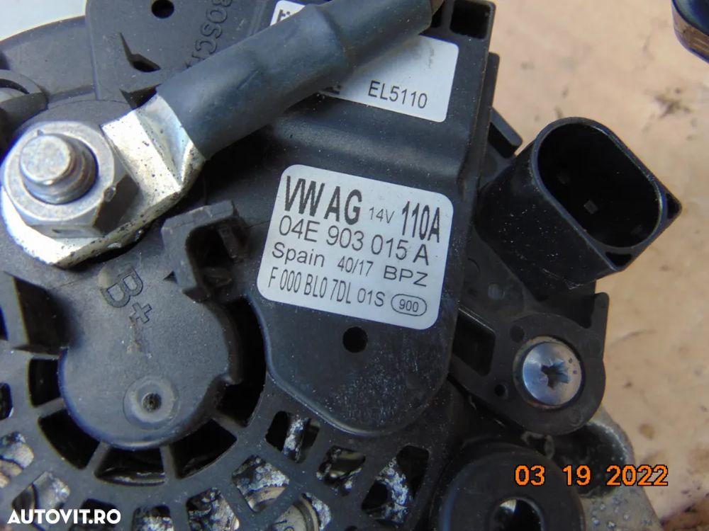 Alternator VW 1.0tsi Golf 7 polo passat b8 t roc t cross caddy seat arona ibiza leon cordoba skoda - 3