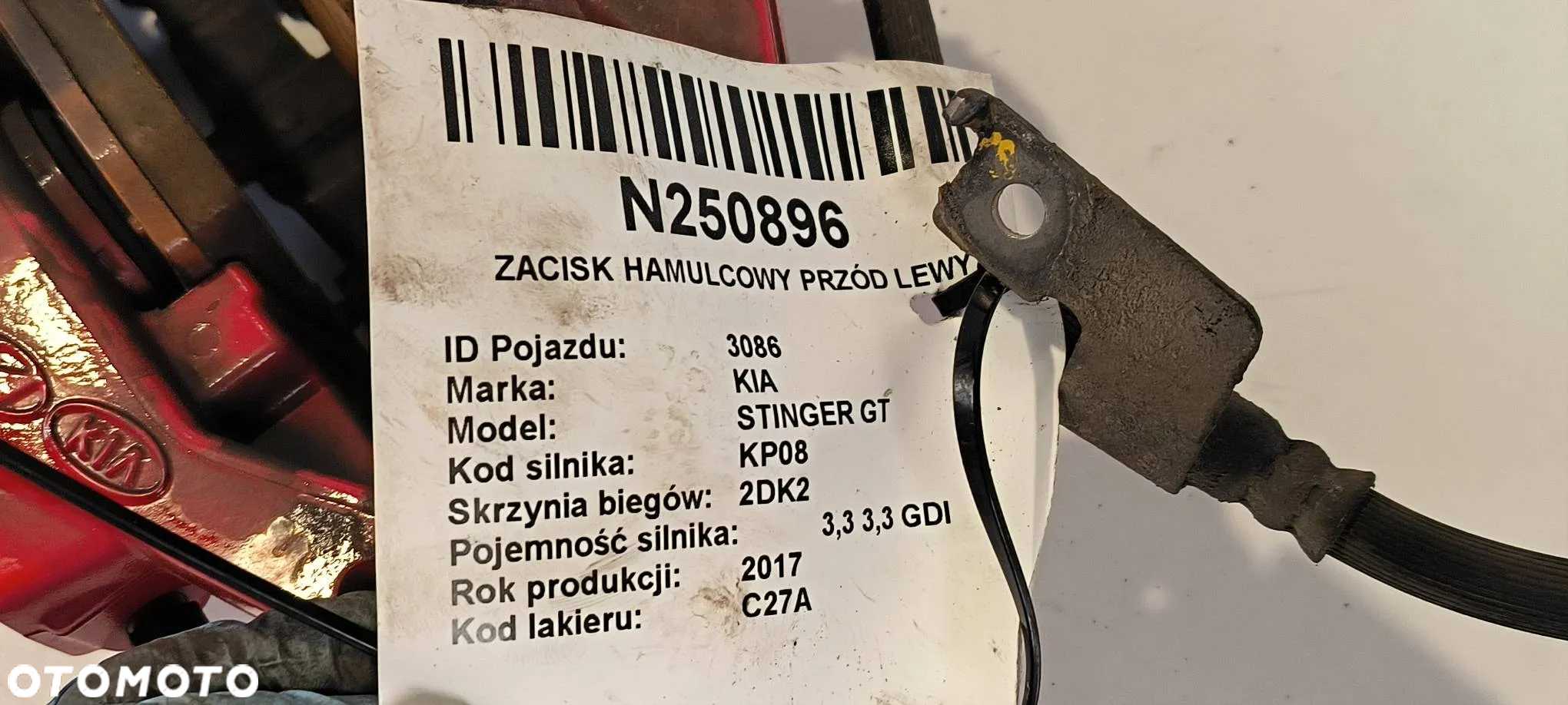 Zacisk hamulcowy przedni prawy/lewy BREMBO KIA STINGER GT 2017 3.3 GDI 370 KM 4X4 64 tys. km C27A - 10