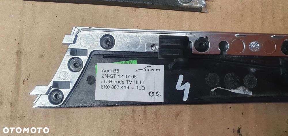 Listwa dekor drzwi komplet Piano Black Audi A4 B8 8K0867409J 8K0867420J 8K0867410J 8K0867419J - 10