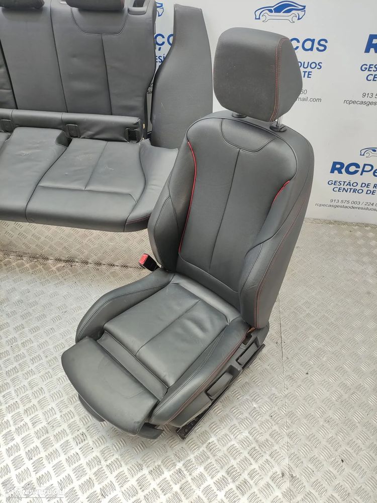Conjunto Bancos em Pele BMW Serie 1 F20 Pack M Eletricos Memoria Costura Vermelha 2012 a 2019 - 11