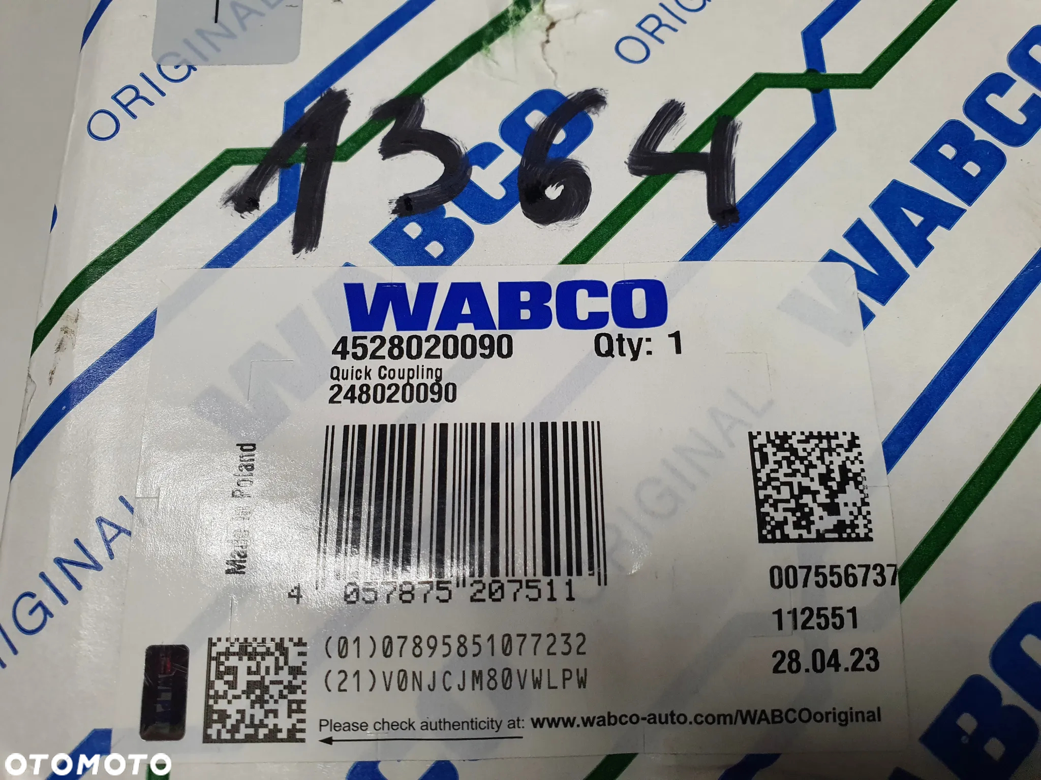 Złącze pneumatyczne, szybkosprzęg Duomatic, WABCO 4528020090 - 5