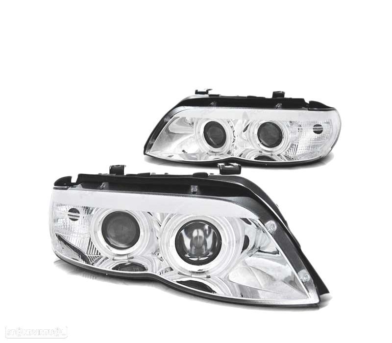 FARÓIS ANGEL EYES XENON BMW X5 E53 03-06 CHROME CROMADO - 2
