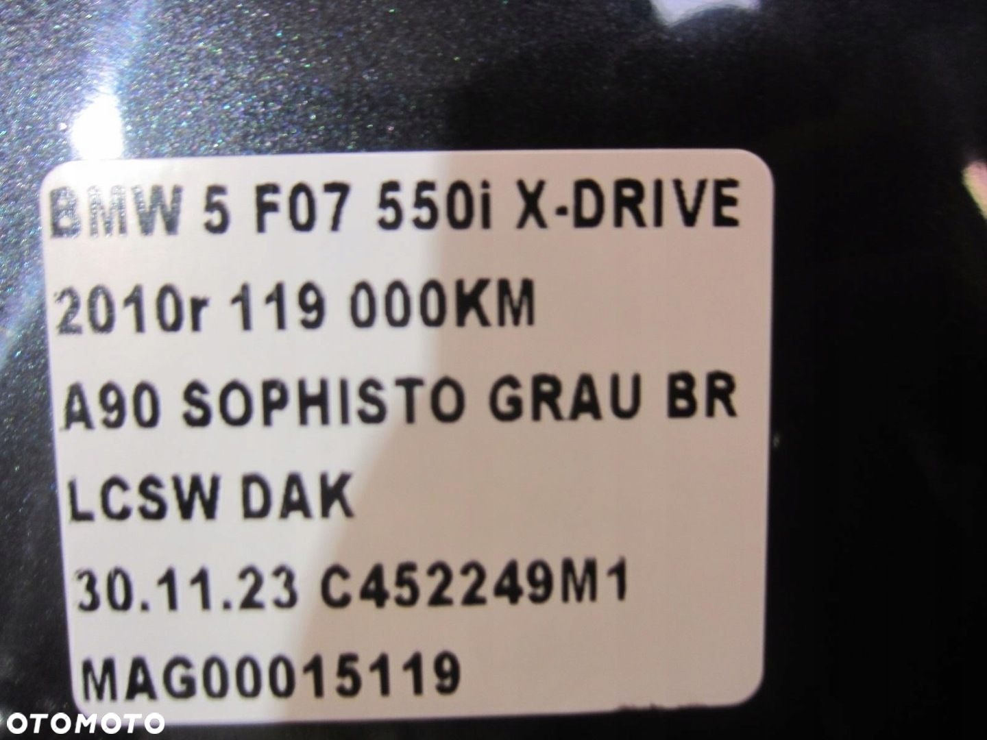 BMW 5 F07 GT LISTWA PROGOWA PRAWA A90 SOPHISTO GRAU NAKŁADKA PRÓG 7201252 - 10