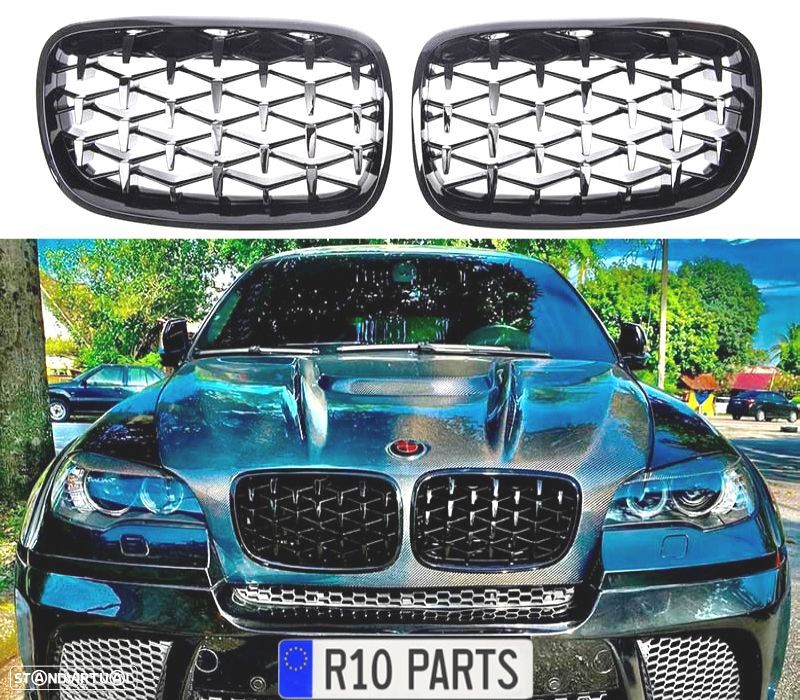 GRELHAS BMW X5 E70 X6 E71 07-14 DIAMANTE PRETO - 1