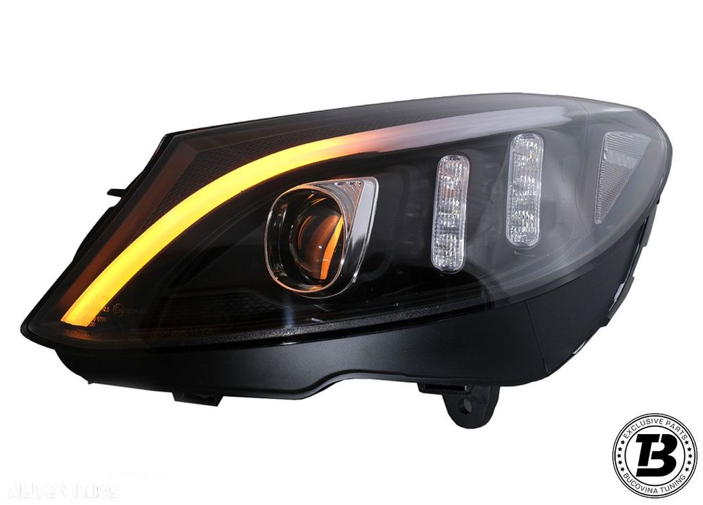 Faruri LED compatibile cu Mercedes C Class W205 Black Design - 9