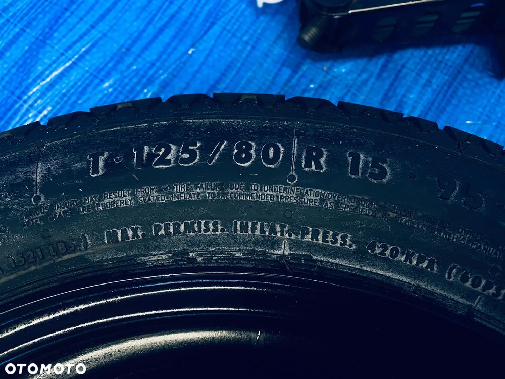 KOŁO ZAPASOWE DOJAZDOWE 15" 4x108 63,4mm FORD B-MAX JK ; KOMPLET ZESTAW NAPRAWCZY LEWAREK WKRĘTKA KLUCZ ; OPONA CONTINENTAL T125/80R15 ORYGINAŁ FIESTA MK6 MK7 MK8 ; FOCUS MK1 ; FUSION ; MAZDA 2 - 7