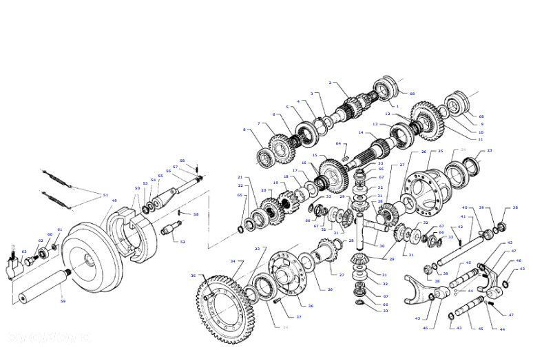 Massey Fergusson MF 30 32 - tryb koło zębate skrzyni biegów mufa D46143200 - 1