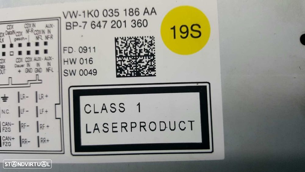 SISTEMA AUDIO / RADIO CD VOLKSWAGEN GOLF VI (5K1) ADVANCE - 9