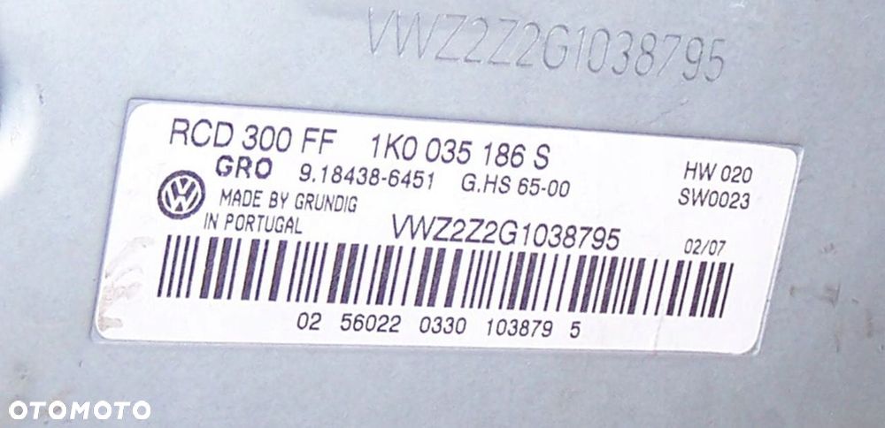 RADIO RADIOODTWARZACZ CD MP3 VW EOS 1Q PASSAT GOLF - 3