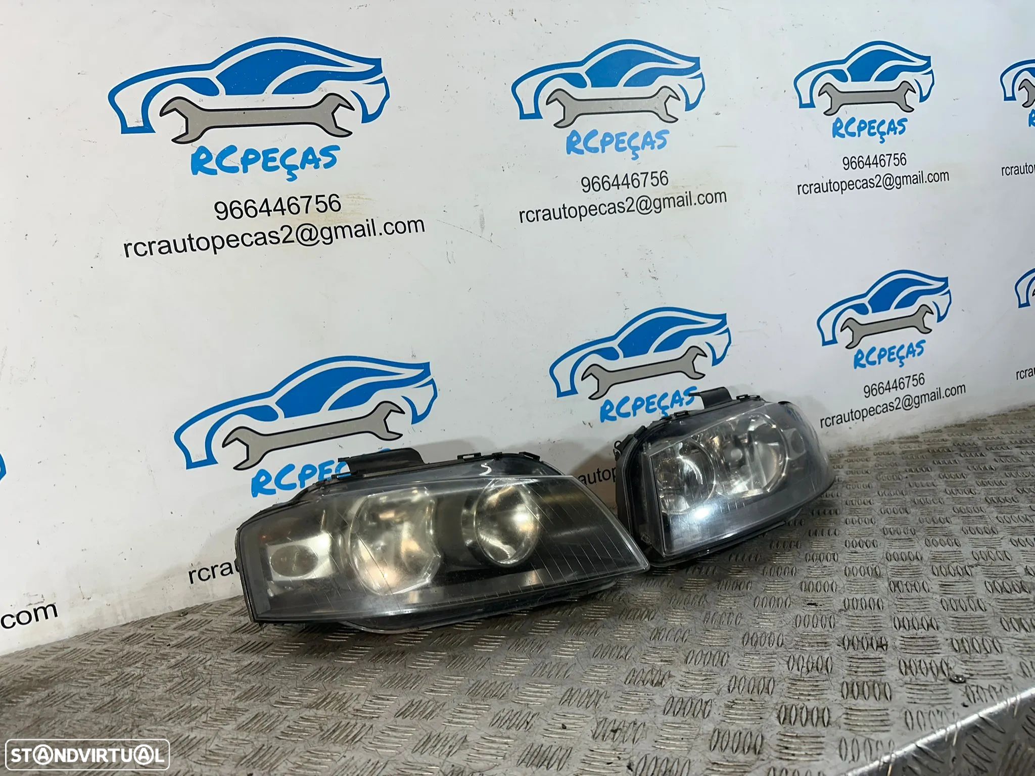 .Conjunto Oticas Farois Frontais Frente Original Audi A3 8P Halogéneo 2003 - 2010 8P0941003L 8P0941004L - 1