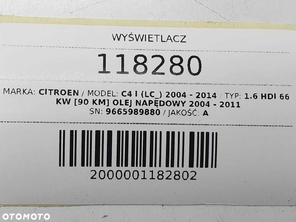 WYŚWIETLACZ RAMKA RADIA SCHOWEK KRATKA NAWIEWU 9665989880 CITROEN C4 I - 7