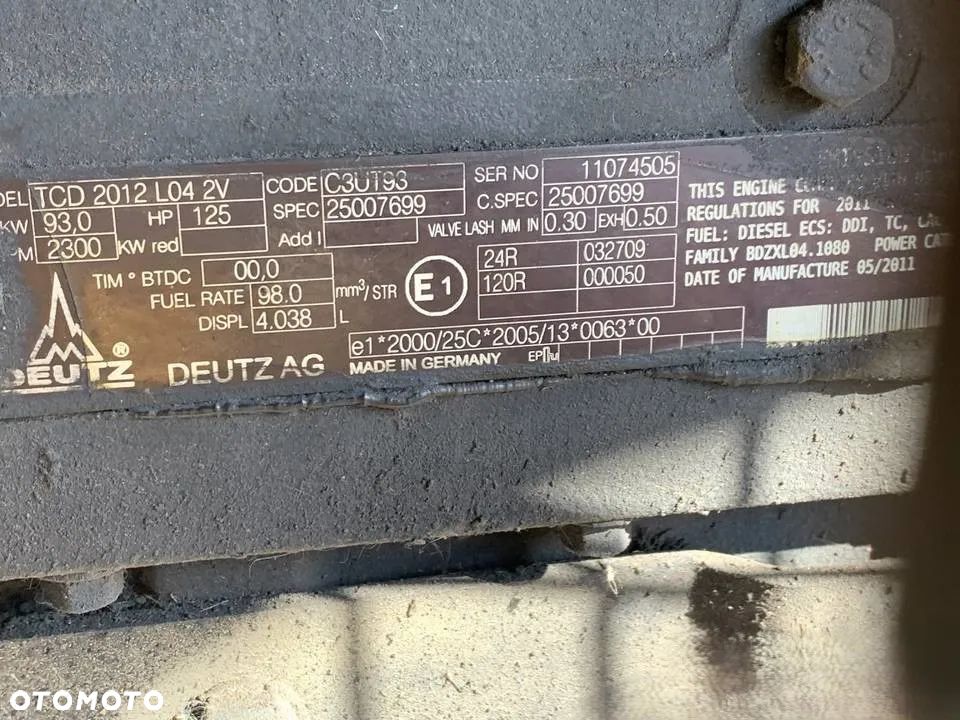 KOMPLETNY SILNIK BEZ OSPRĘTU DEUTZ -FAHR AGROTRON K430 TDC 2012 LO4 2V - 1