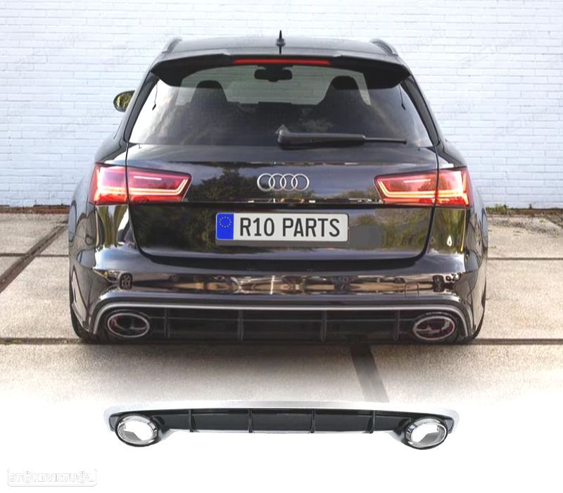 DIFUSOR TRASEIRO AUDI A6 4G 15-18 LOOK RS + PONTEIRAS ESCAPE - 1