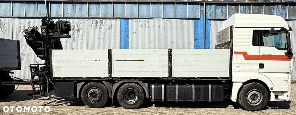MAN TGX 26.480 6x2 XLX HIAB XS 144DS-3 PRO DŁ:10.5m AUTOMAT RETARDER KLIMA OŚ PODNOSZONA I SKRĘTNA DŁ:PAKI:6.4m BURTY ALUMINIOWE + PRZYCZEPA SCHWARZMULLER BURTOWA DŁ:7m 2009r EURO 5 - 9