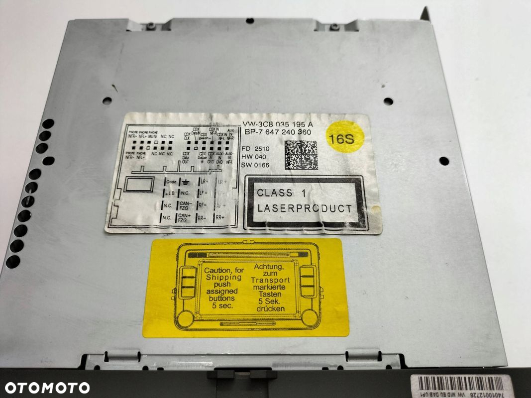 RADIO VW GOLF V TOURAN PASSAT 3C8035195A - 4