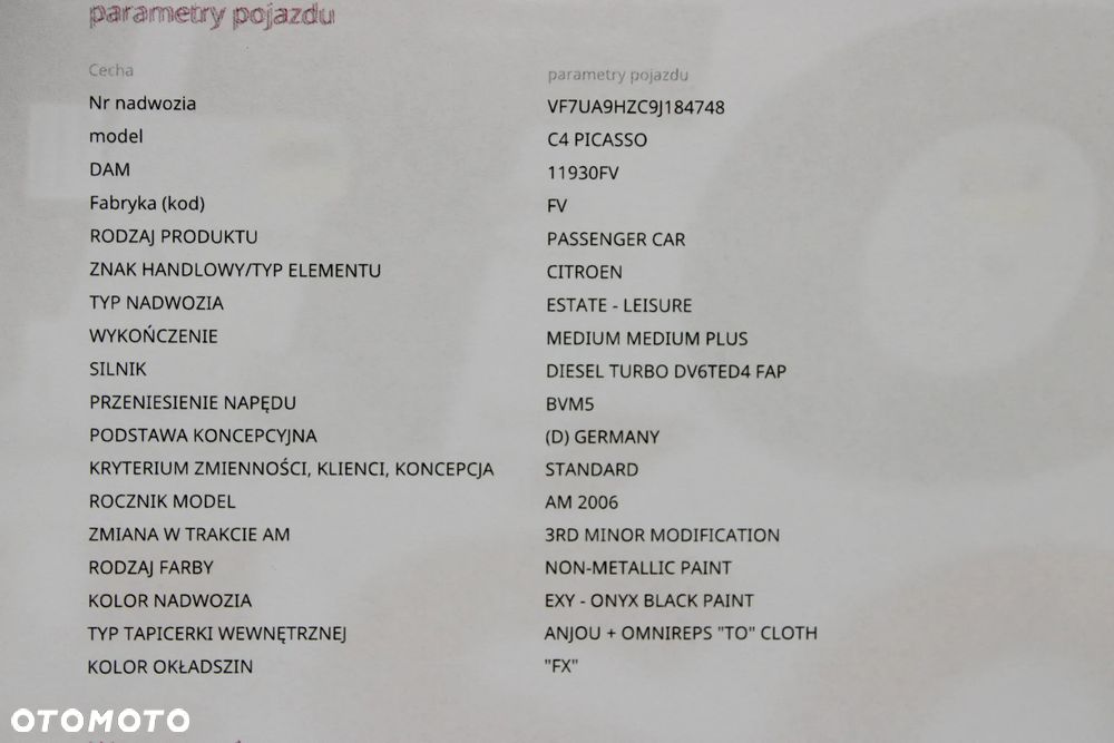 Citroen C4 I Picasso Maska Klapa Drzwi Zderzak EXYB - 13