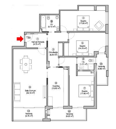 Apartamento T3 na Quinta de Santa Maria, Figueira da Foz - Grande imagem: 2/19