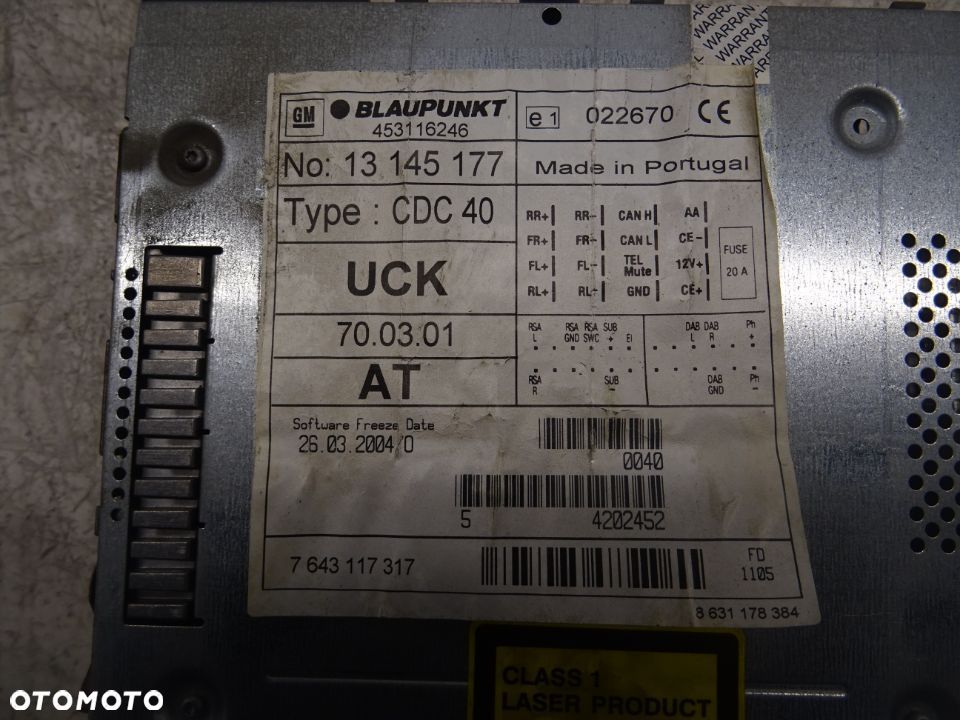 OPEL ASTRA H GTC 04-06 RADIO BLAUPUNKT 13145177 - 2